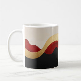 Modern Wave Gold Red Black Koffiemok