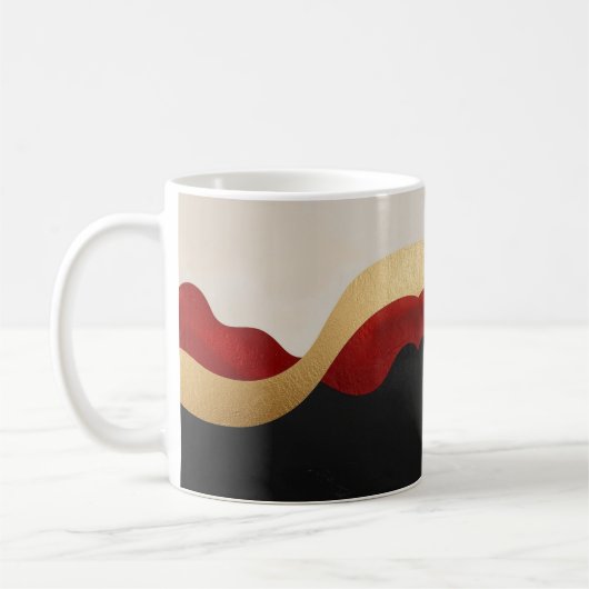 Modern Wave Gold Red Black  Koffiemok (Links)