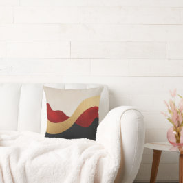 Modern Wave Gold Red Black Kussen