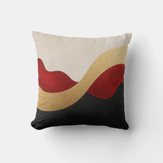 Modern Wave Gold Red Black  Kussen (Voorkant)