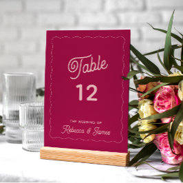 Modern Wave Lijst Bold Roze Bruiloft Kaart