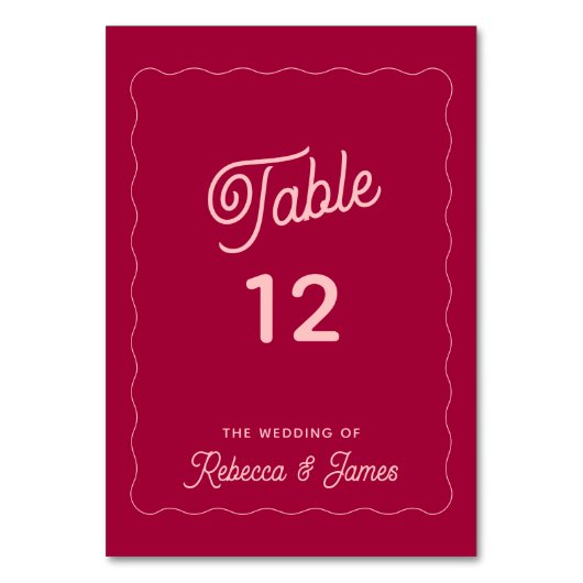 Modern Wave Lijst Bold Roze Bruiloft Kaart (Achterkant)