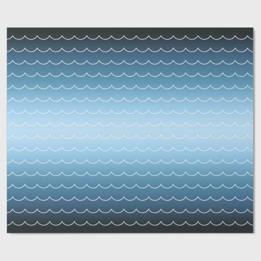 Modern Wave Pattern Blue Gradient Cadeaupapier (Vlak)