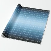 Modern Wave Pattern Blue Gradient Cadeaupapier (Uitgerold)