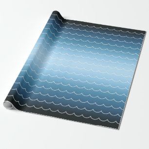 Modern Wave Pattern Blue Gradient Cadeaupapier