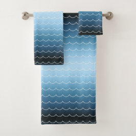 Modern Wave Pattern Calm Blue Gradient Bad Handdoek
