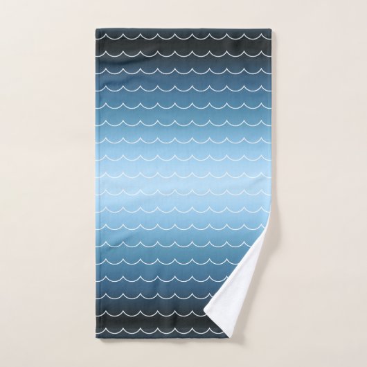 Modern Wave Pattern Calm Blue Gradient Bad Handdoek (Handdoek)