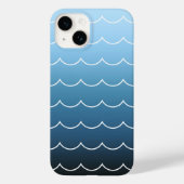 Modern Wave Pattern Calm Blue Gradient Case-Mate iPhone Case (Achterkant)