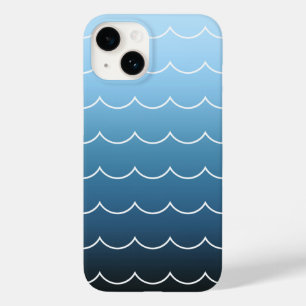 Modern Wave Pattern Calm Blue Gradient Case-Mate iPhone 14 Hoesje