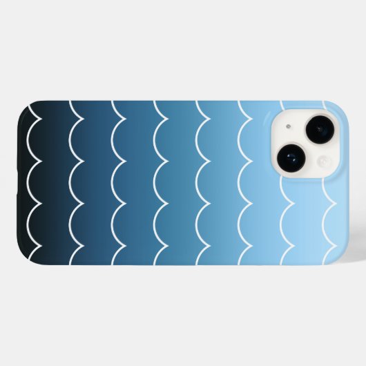 Modern Wave Pattern Calm Blue Gradient Case-Mate iPhone Case (Achterkant (horizontaal))