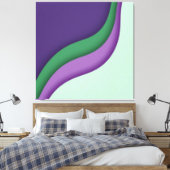 Modern Wave Purple Green  Canvas Afdruk (Insitu (Slaapkamer))
