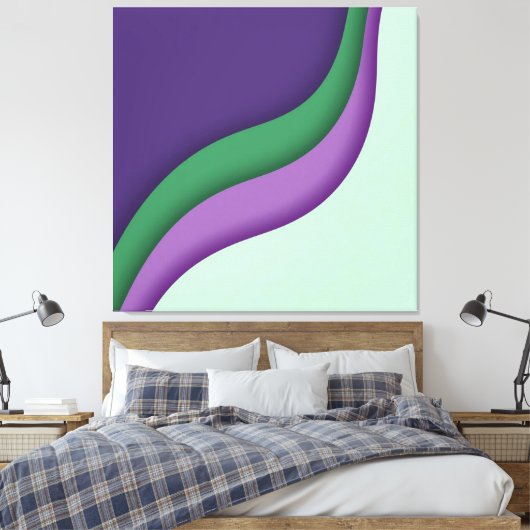 Modern Wave Purple Green  Canvas Afdruk (Insitu (Slaapkamer))