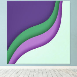 Modern Wave Purple Green  Canvas Afdruk