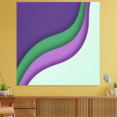 Modern Wave Purple Green  Canvas Afdruk (Insitu (Woonkamer))
