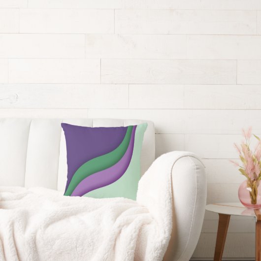 Modern Wave Purple Green  Kussen (Bank)