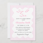 Modern Wave Sip & See Baby Girl Douche Uitnodiging (Voorkant)