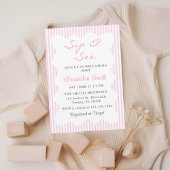 Modern Wave Sip & See Baby Girl Douche Uitnodiging