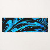 Modern Wave Swirl Aqua Black Yogamat (Achterkant (horizontaal))