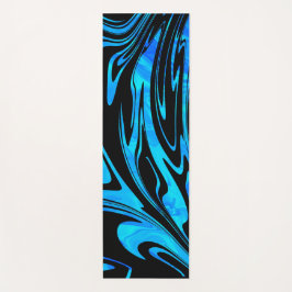 Modern Wave Swirl Aqua Black Yogamat