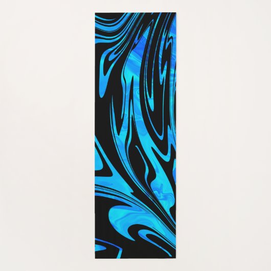 Modern Wave Swirl Aqua Black Yogamat (Achterkant)