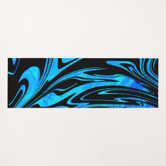 Modern Wave Swirl Aqua Black Yogamat (Voorkant (horizontaal))