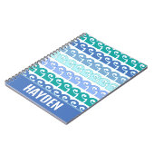 Modern Waves Pattern in Blues Gepersonaliseerd Notitieboek (Linkerzijde)