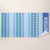 Modern Waves Pattern in Blues Gepersonaliseerd Strandlaken (Voorkant)