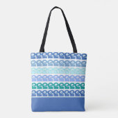 Modern Waves Pattern in Blues Gepersonaliseerd Tote Bag (Achterkant)