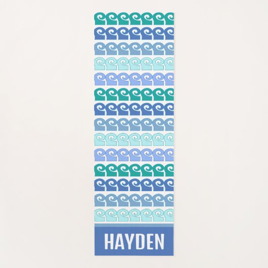Modern Waves Pattern in Blues Gepersonaliseerd Yogamat (Voorkant)