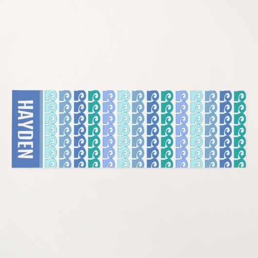Modern Waves Pattern in Blues Gepersonaliseerd Yogamat (Voorkant (horizontaal))