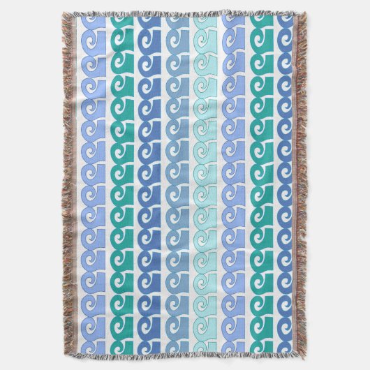 Modern Waves Pattern in Shades of Blue Deken (Voorkant Verticaal)