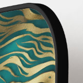 Modern Waves Turquoise Blauwgroen Blauw Gepersonal Pickleball Paddle (Links Detail)