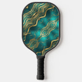 Modern Waves Turquoise Blauwgroen Blauw Gepersonal Pickleball Paddle (Achterkant)