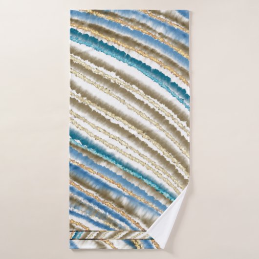 Modern Wavy Beach Stripes Badhanddoek (Badhanddoek)