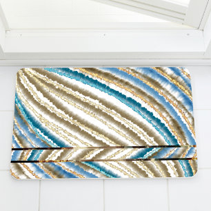 Modern Wavy Beach Stripes Badmat