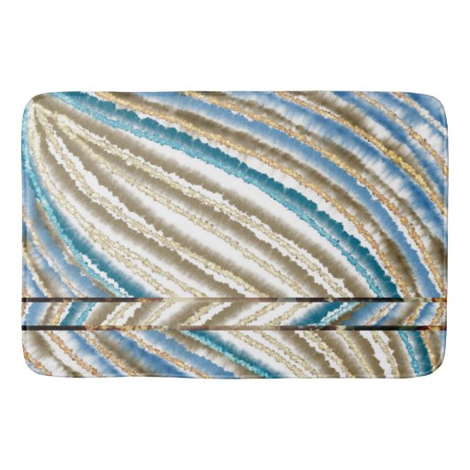 Modern Wavy Beach Stripes Badmat (Voorkant)