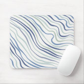 Modern Wavy Blauw & Groen Abstract Patroon Mousepa Muismat (Met muis)