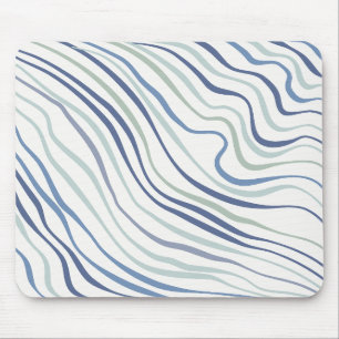 Modern Wavy Blauw & Groen Abstract Patroon Mousepa Muismat