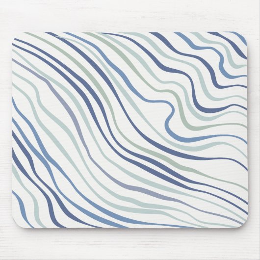 Modern Wavy Blauw & Groen Abstract Patroon Mousepa Muismat (Voorkant)