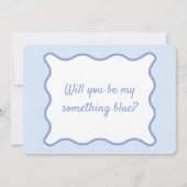 Modern Wavy Border Something Blue Crew-voorstel Notitiekaartje (Voorkant)