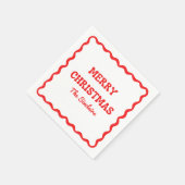 Modern Wavy Border Trendy Red Christmas Party Servet (Hoek)