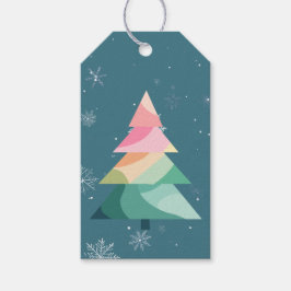 Modern Wavy Christmas Tree Gift Tag Cadeaulabel