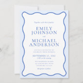 Modern Wavy Dual Blue Wedding Invitation Kaart (Voorkant)