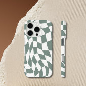 Modern Wavy Green Checkerboard iPhone 16 Pro hoesj Case-Mate iPhone Case