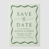 Modern Wavy Green Lijst Wedding Save the Date Vellum Uitnodigingen (Voorkant)