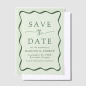 Modern Wavy Green Lijst Wedding Save the Date Vellum Uitnodigingen (Offset)