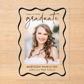 Modern Wavy Lijst Acryl Afstuderen Aankondiging (Voorkant)