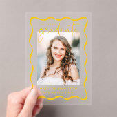 Modern Wavy Lijst Acryl Afstuderen Aankondiging (Insitu (Draagbaar))