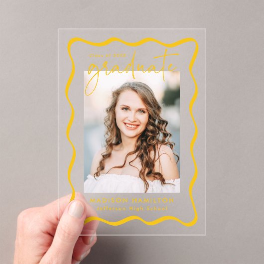 Modern Wavy Lijst Acryl Afstuderen Aankondiging (Insitu (Draagbaar))