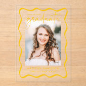 Modern Wavy Lijst Acryl Afstuderen Aankondiging (Voorkant)